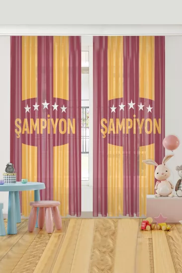 Sarı Kırmızı Çocuk Odası Tül Perde
