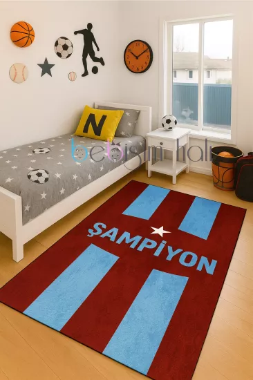 Taraftar Bordo Mavi Çocuk Halısı