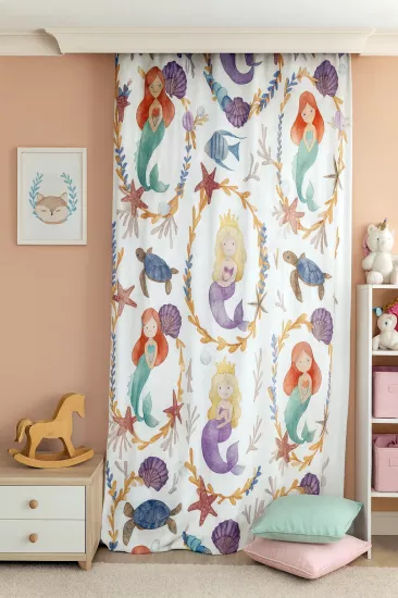Denizkızı Masalı Çift Kanatlı Çocuk Odası Perdesi