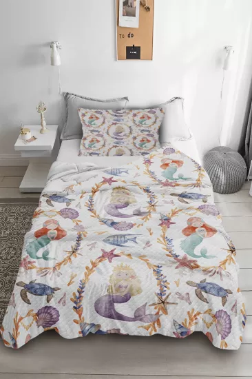 Denizkızı Masalı Tek Kişilik Çocuk Pike Yastık Kılıflı