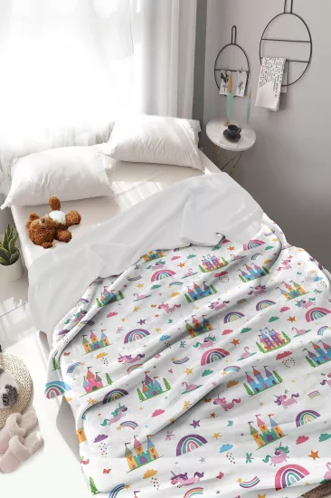 Gökkuşağı Unicorn Welsoft Çocuk Battaniyesi