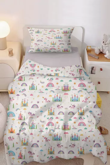 Gökkuşağı Unicorn Tek Kişilik Çocuk Nevresim Seti