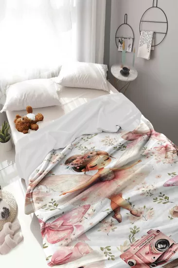 Pembe Balerin Peri Kedili Welsoft Çocuk Battaniyesi