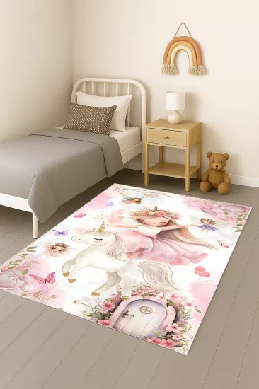Peri Kız Unicorn Masalı Bambu Çocuk Odası Halısı