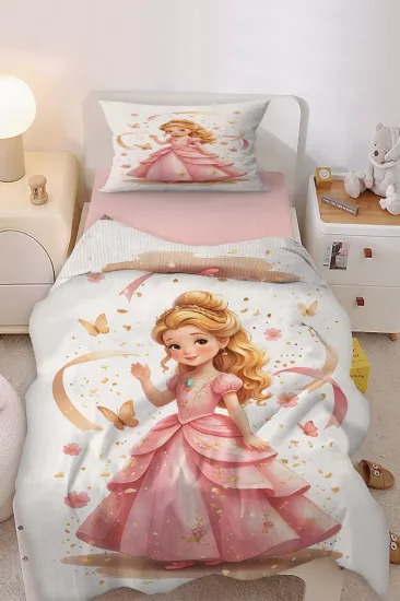 Prenses Kelebekli Tek Kişilik Çocuk Nevresim Seti