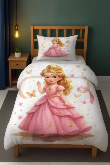 Prenses Kelebekli Tek Kişilik Çocuk Nevresim Seti