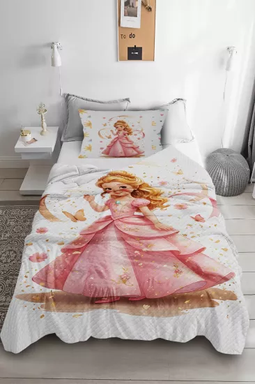 Prenses Kelebekli Tek Kişilik Pike Yastık Kılıflı