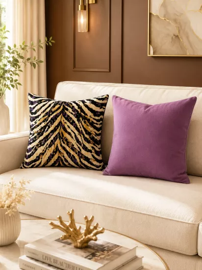 Zebra Desenli 4’lü  Kırlent Kılıfı Seti Dekoratif Yastık