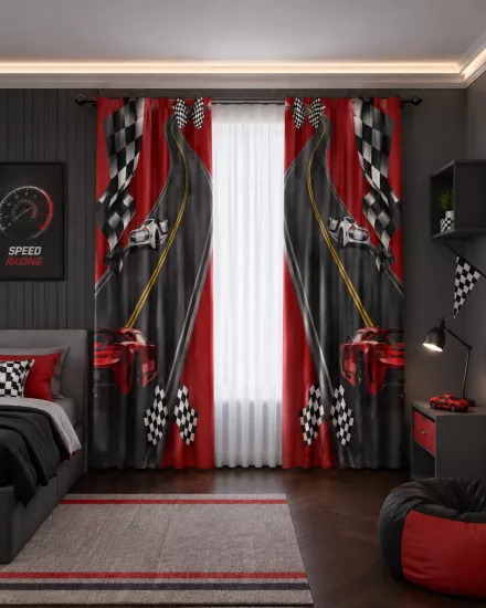 Yıldızlı Çift Kanatlı Çocuk Odası Fon Perde
