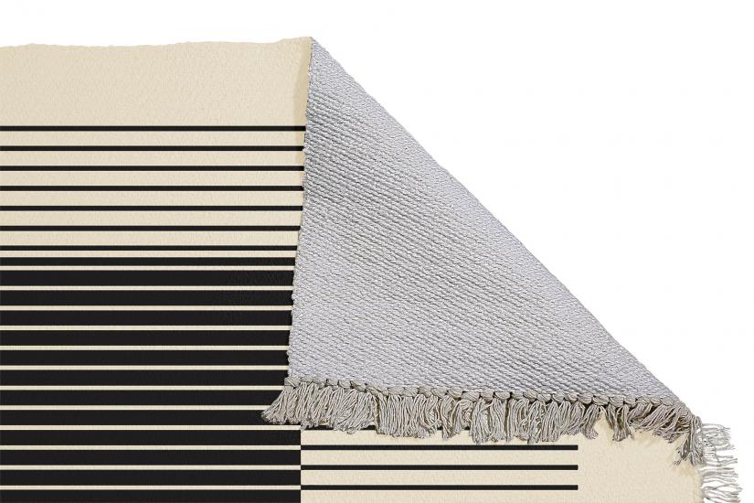 Dekoratif Desenli Etnik Modern Siyah Özel Tasarım Dokuma Kilim