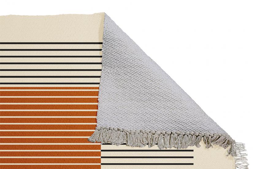 Dekoratif Desenli Etnik Modern Turuncu Özel Tasarım Dokuma Kilim