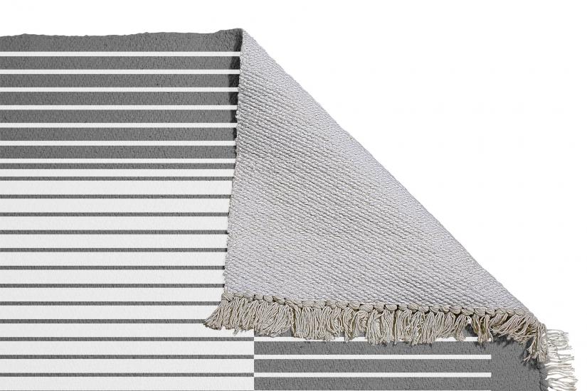 Dekoratif Desenli Etnik Modern Gri Özel Tasarım Dokuma Kilim