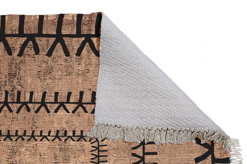 Bohem İskandinav Desenli Kahverengi Dokuma Kilim