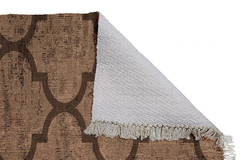 Etnik İskandinav Desenli Kahverengi Dokuma Kilim