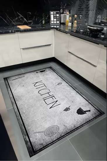 Kitchen Çerçeveli Modern Mutfak Halısı