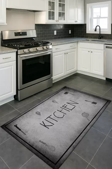 Kitchen Çerçeveli Modern Mutfak Halısı