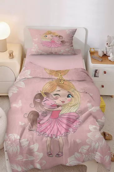 Prenses Kız ve Pony Tek Kişilik Nevresim Takımı