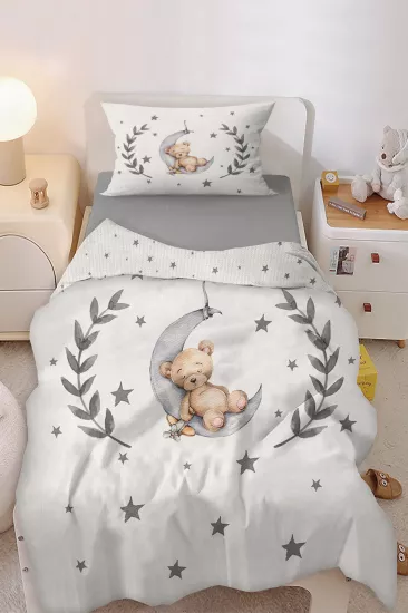 Sevimli Uyuyan Ayıcık Yıldızlar Tek Kişilik Nevresim Takımı