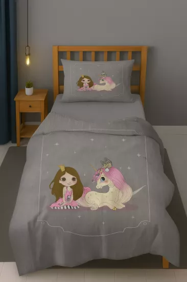 Prenses Kız Pony Tek Kişilik Nevresim Takımı