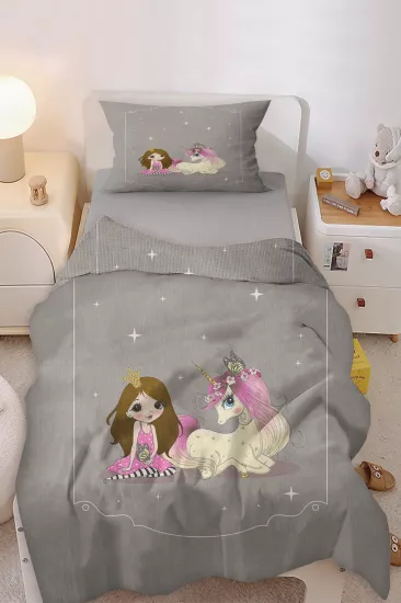 Prenses Kız Pony Tek Kişilik Nevresim Takımı