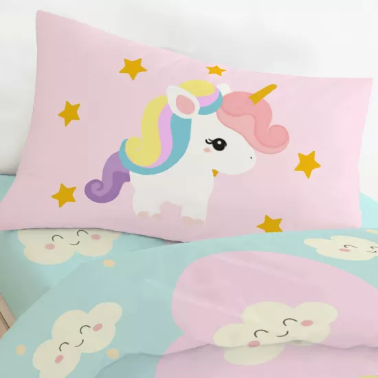 Sevimli Unicorn Pony Tek Kişilik Bebek Çocuk Nevresim Takımı