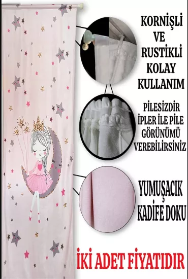 Puantiyeli  Çift Kanat Çocuk Odası Fon Perde