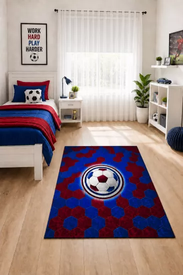 Bordo Mavi Taraftar Çocuk Odası Halısı