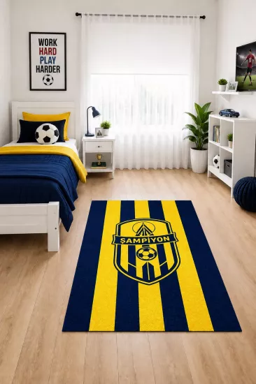 Sarı Lacivert Şampiyon Taraftar Çocuk Odası Halısı