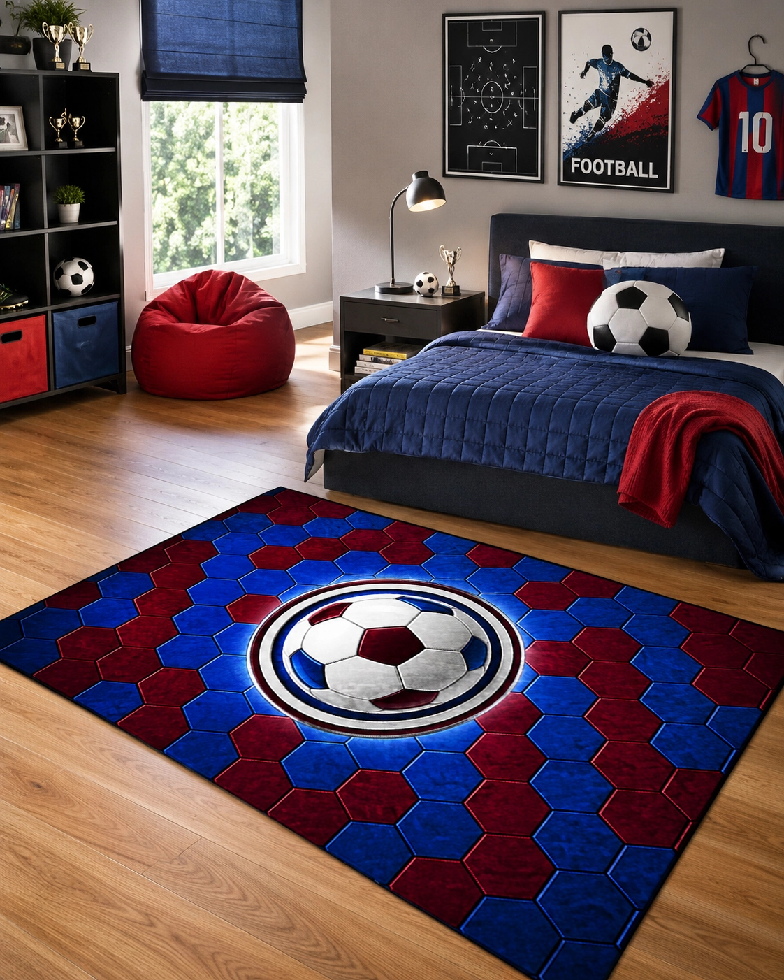 Bordo Mavi Taraftar Çocuk Odası Halısı